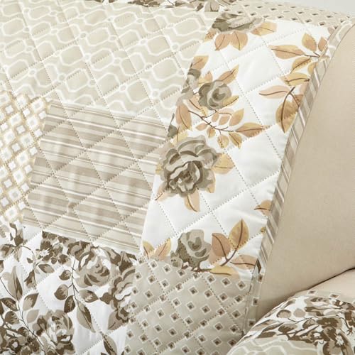 Reversible Patchwork Recliner Cover (Recliner / Patchwork - Taupe)