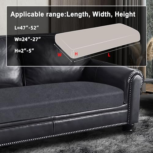 Leather Look Couch Cushion Covers Sofa Seat Slipcovers Sets Couches Furniture Protector for Sectional Armchair Loveseat Pets Kids Stretch Spandex Fabric (1 Cushion Loveseat / 01 Dark Grey)
