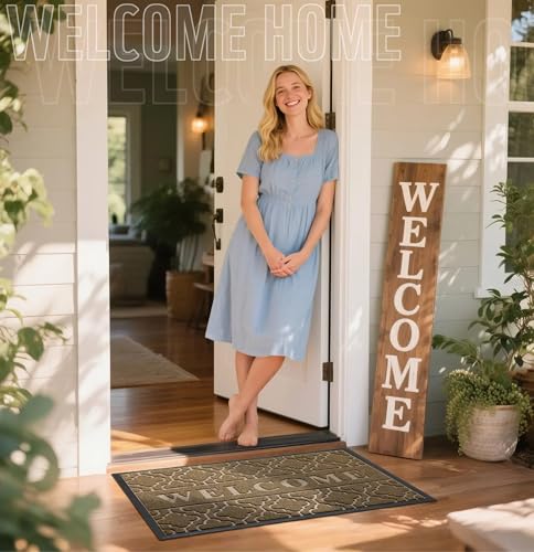 Large Welcome Door Mat (36x24 Inch / Coffee)