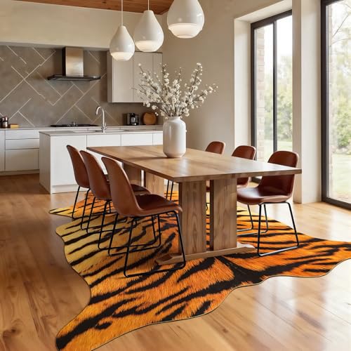 Premium Tiger Print Rug (4'7" X 5'2" (Irregular) / Classic Tiger)