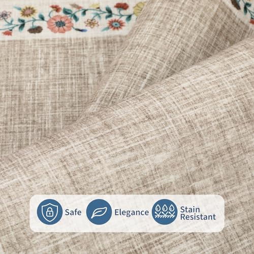 Entryway Rug 2x6 Modern Bordered Runner Rug Washable Kitchen Runners for Hallway Non (Light Flax/Beige / 2' x 6' (Rectangular))
