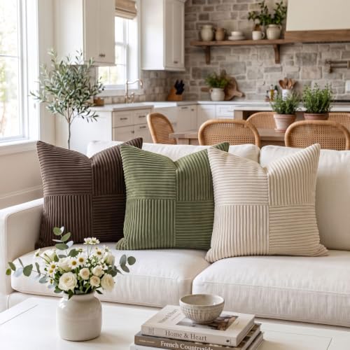 2 Packs Olive Green Decorative Throw Pillow Covers 22x22 Inch for Living Room Couch Bed Sofa (Olive Green / 22" x 22" (Pack of 2))