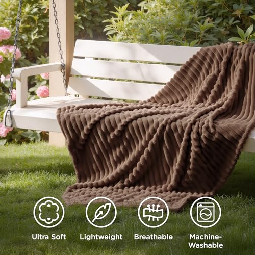 Soft Brown Throw Blanket for Couch Decor Gifts 50"x60" (Brown / Throw)