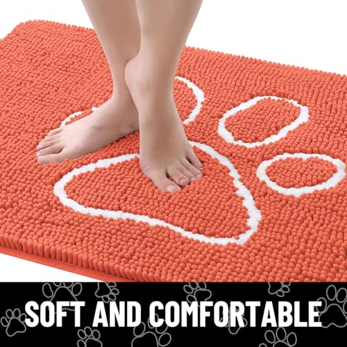 Dog Door Mat for Muddy Paws (30"X20" / Coral and White)