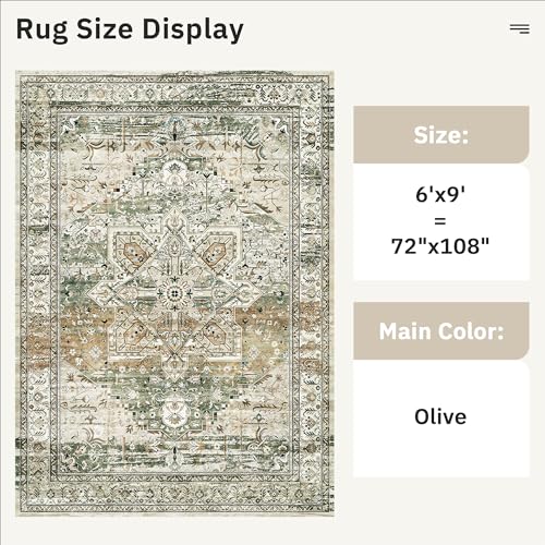 6x9 Area Rug for Living Room Washable Rugs Non (Olive Beige / 6' x 9' (Rectangular))