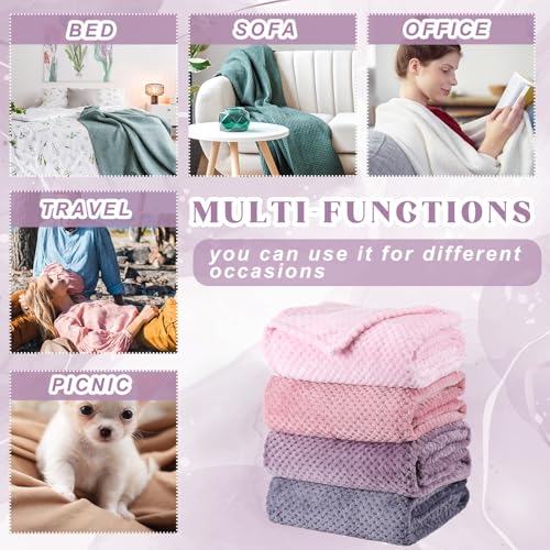 4 Pcs Fleece Throw Blanket (Gradient Purple)