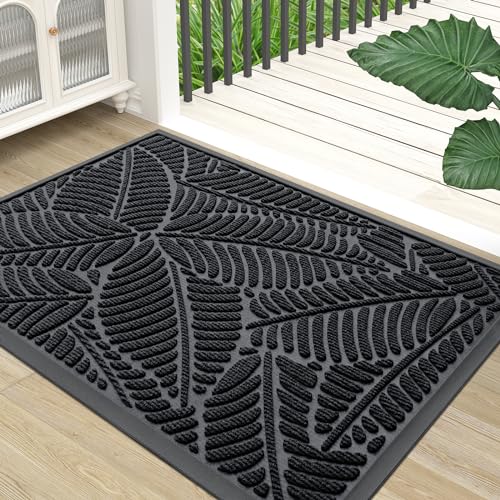 Waterproof Front Doormat (Black / 47" X 32")