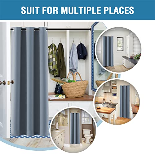 Doorway Curtain Blackout Closet Door Curtain Room Divider Window Treatment Curtain for Bedroom Thermal Insulated Privacy Drape Soundproof Grommet (42"W x 80"L (Pack of 1) / Stone Blue)