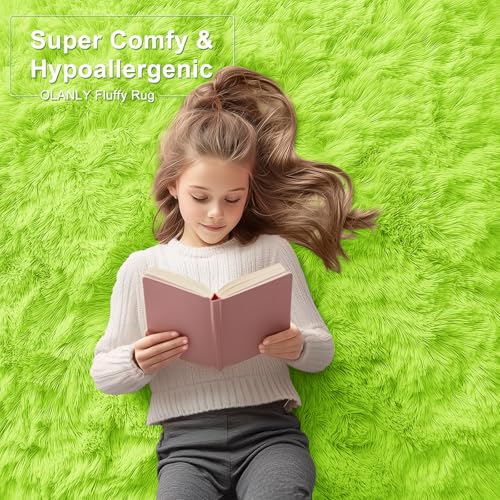 2x8 Machine Washable Runner Rugs for Hallway (2x8 Ft / Lime Green)