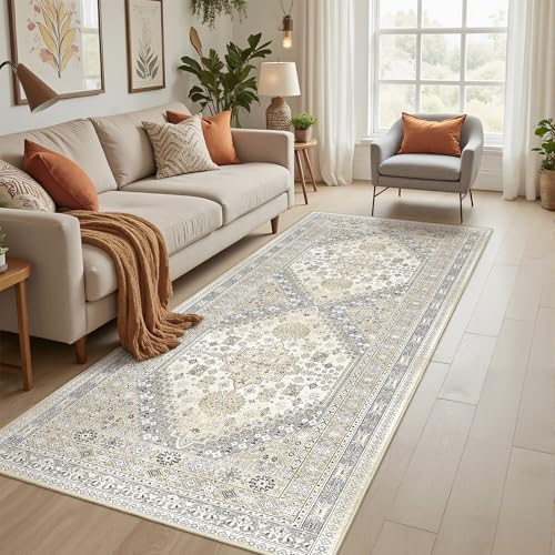 3x8 Runner Rug Non Slip Washable Rugs for Entryway (Beige / 3' x 8' (Runner))