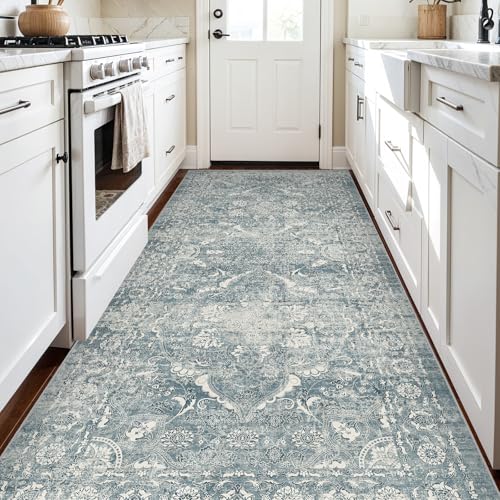 4x8 Washable Hallway Runner Rug (Blue / 4x8)