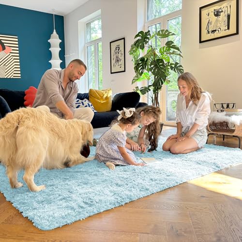 2x8 Machine Washable Runner Rugs for Hallway (2x8 Ft / Light Blue)