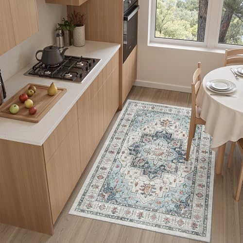 Washable Entry Rug 3x4 Area Rugs for Entryway Kitchen (Blue / 3' x 4' (Rectangular))