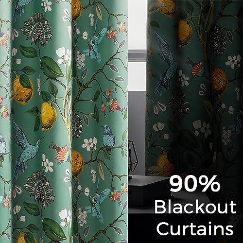 Living Room Curtains 72 Inches Long Floral Spring Curtains (Sage Green / 52"W x 72"L (Pack of 2))