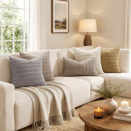Euro Sham Decorative Throw Pillow Covers 26x26 Light Brown Pack of 2 (Light Brown / 26" x 26" (Pack of 2))