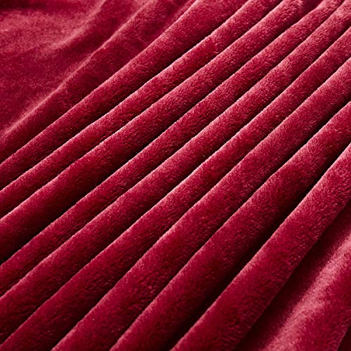Large Flannel Fleece Throw Blanket (60"x80" / Burgundy)