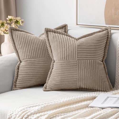 Decorative Throw Pillow Covers for Couch 16x16 Inch Light Brown (Light Brown / 16" x 16" (Pack of 2))