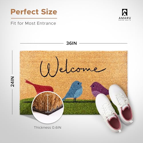 Coir Welcome Mat (Colorful Birds / 24x36)