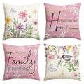 Spring Saying Flowers Butterfly Pink Throw Pillow Covers (Pink / 18" x 18" (Pack of 4))
