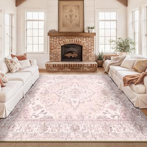Washable Area Rug (Pink / 10' x 12' (Rectangular))