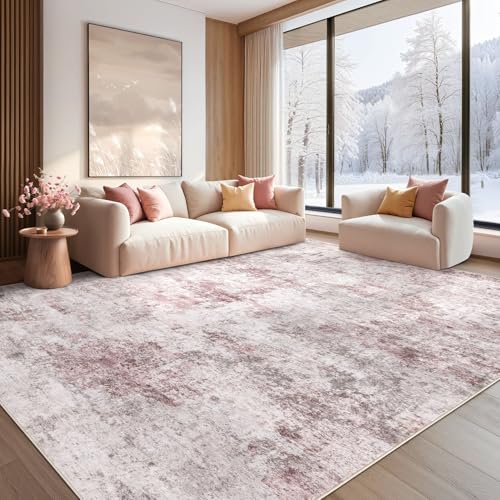 9x12 Washable Area Rug (Pink Grey / 9' x 12' (Rectangular))