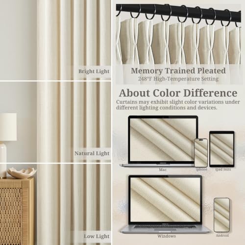 Viral Pinch Pleat Semi Sheer Cream 90 Inch Living (Cream / 40"W x 90"L (Pack of 2))