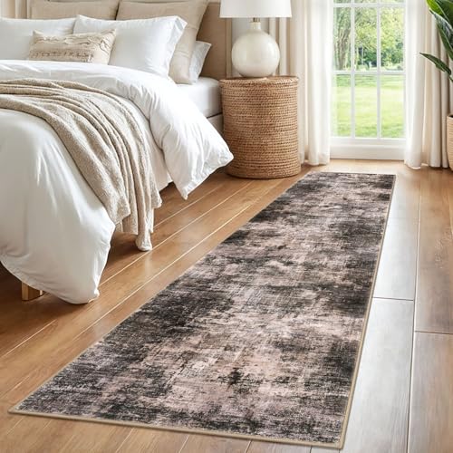 Abstract Runner Rug 2x8 Ft Washable Runners for Hallways (Brown/Rust / 2' x 8' (Rectangular))