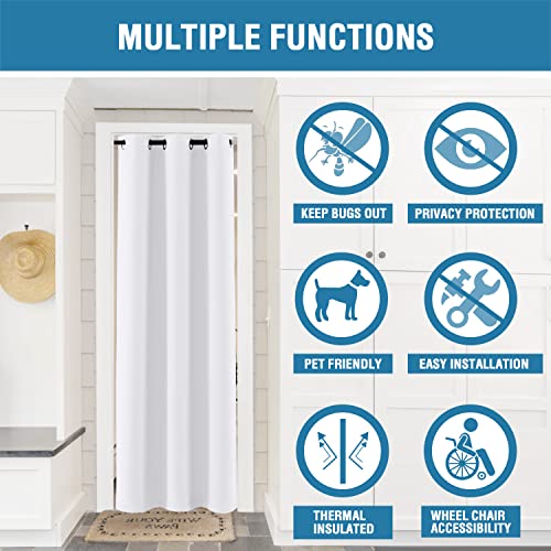 Doorway Curtain Blackout Closet Door Curtain Room Divider Window Treatment Curtain for Bedroom Thermal Insulated Privacy Drape Soundproof Grommet (42"W x 80"L (Pack of 1) / Pure White)