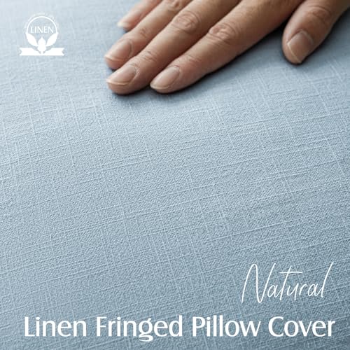 Decorative Linen Fringe Throw Pillow Covers 26×26 Light Blue (26" x 26" (Pack of 2) / Crystal Blue)