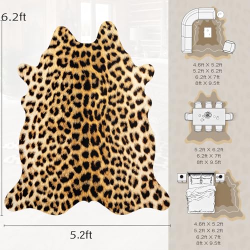Western Faux Leopard Rug (6'3" x 5'2" (6.2"×5.2 ft) / Black and Gold)