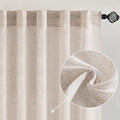 Natural White Linen Curtains 52x63 Inch Length 2 Panels for Bedroom (52"W x 63"L (Pack of 2) / Natural Linen White)