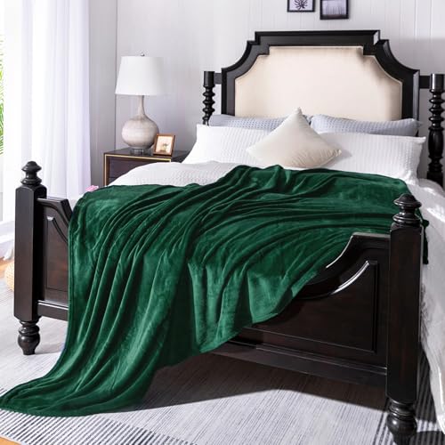 Forest Green Fleece Plush Throw Blanket 50"x70"for Couch Fuzzy Cozy Flannel (Green / Throw XL(50"×70"))