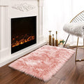 Pink 2x3 Faux Fur Rug for Bedroom Decor for Teen Girls Throw Fuzzy Fluffy Furry Sheepskin Rug for Sofa Cushion Luxury Home Décor Rectangle (2' x 3' (Rectangular) / Pink)