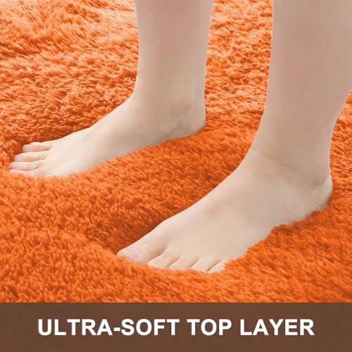 5x7 Machine Washable Large Area Rugs for Living Room (5x7 Ft / Orange)