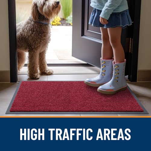 2 Pack Front Door Mats 47x23 (Wine Red / 47" x 23")