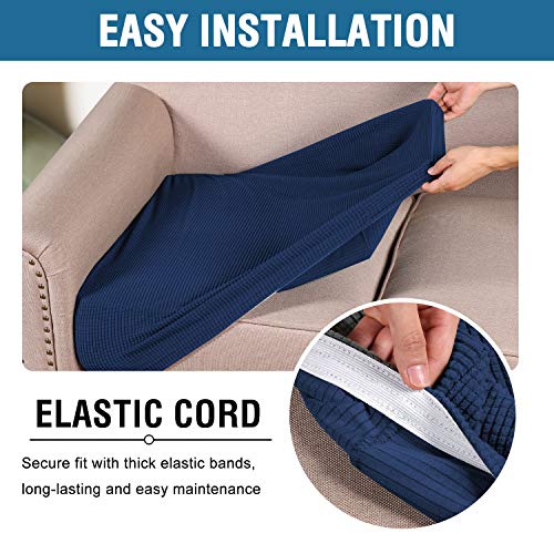 Super Stretch Stylish Cushions Covers (Navy / 3 Cushion Sofa)