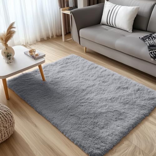 3x5 Machine Washable Small Bedside Rug (3x5 Ft / Light Grey)