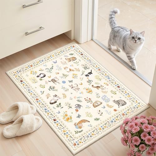 2x3 Cat Rugs for Entryway (Cat Beige / 2' x 3' (Rectangular))