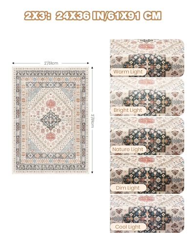 2x3 Entryway Rug Washable Rug Runner for Kitchen (Blue/Red/Multi / 2' x 3' (Runner))