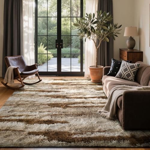 4x6 Ft Shag Area Rug for Bedroom Living Room (Bc Khaki 4sm02 / 4' X 6' (Rectangular))
