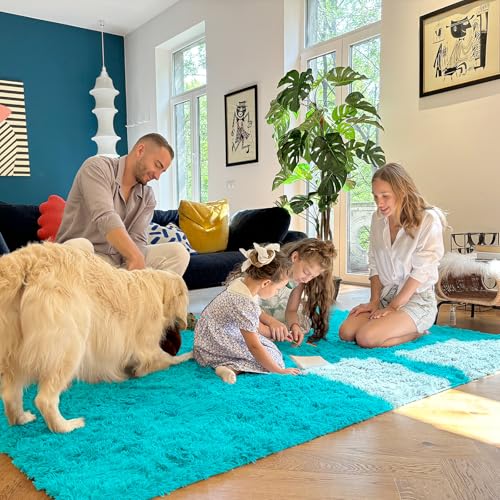 2x8 Machine Washable Runner Rugs for Hallway (2x8 Ft / Teal Blue)