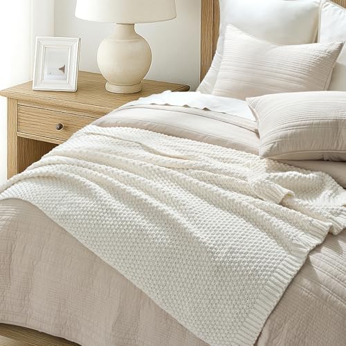 HOME Chunky Chenille Knit Throw Blanket (Bright White / 60" X 80")