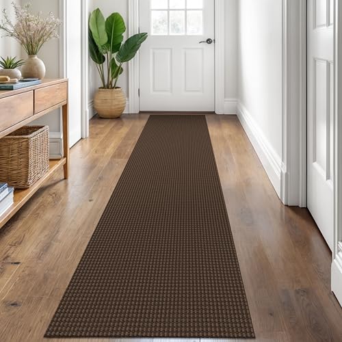 Runners for Hallways 2x8 ft Washable Kitchen Runner Non Slip Rubber Backed Hall Runners Cotton Entryway Runner Rugs Floor Carpet for Indoor Backdoor Bedroom Kitchen (Reddish Brown/Coffee / 2' x 8' (Runner))