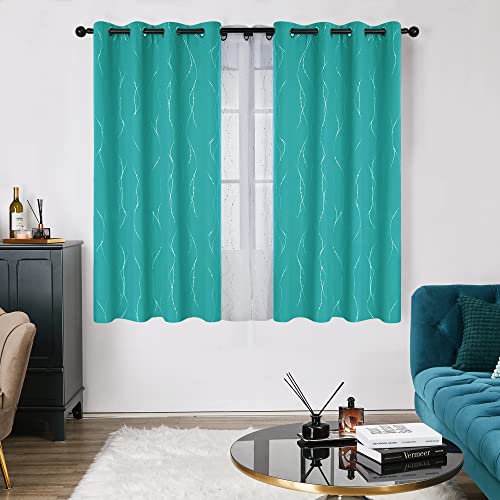 Living Room Curtains 54 Inches Long (Turquoise/Wave Dots / 52"W x 54"L (Pack of 2))