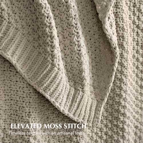 HOME Chunky Chenille Knit Throw Blanket (Warm Gray / 50" X 60")