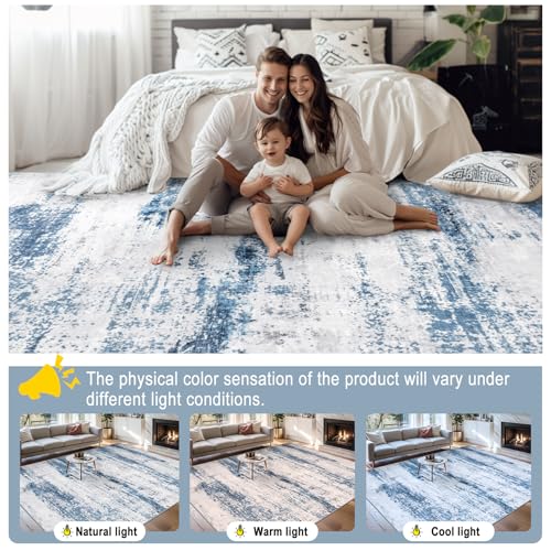 10x12 Area Rug Living Room (Blue White Grey / 10' x 12' (Rectangular))
