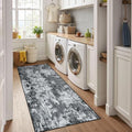 Washable Runner 2'x6' Abstract Area Rug for Hallway Black White (Black/Navy Blue/Gray / 2' x 6' (Runner))