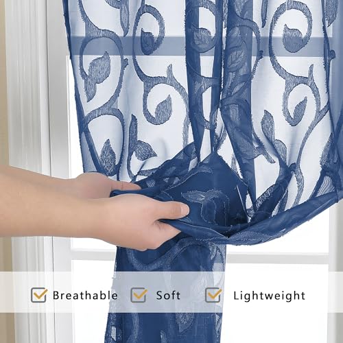 Furman Sheer Curtains 72 inches Long 2 Panels Set (Dusty Blue / 40"W x 72"L (Pack of 2))
