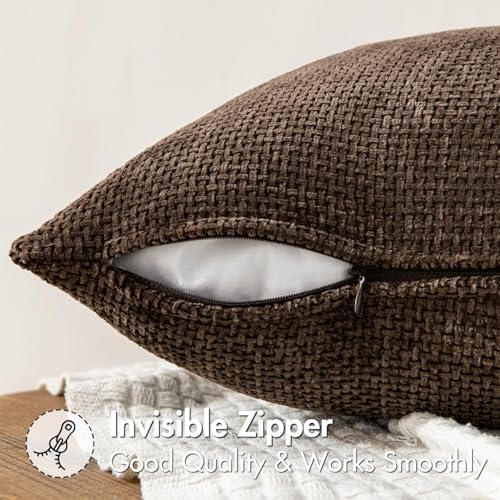Decorative Lumbar Throw Pillow Covers 12x20 Inch Dark Brown 2 Pack (20" x 12" (Pack of 2) / Dark Brown)