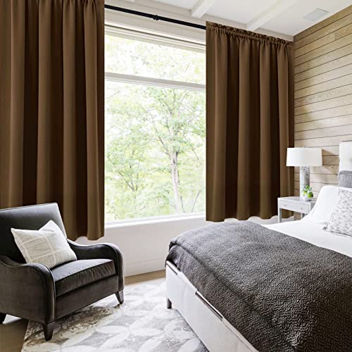 Blackout Curtains for Bedroom Living Room 52 x 63 Inch Long Brown (Brown / 52"W x 63"L (Pack of 2))